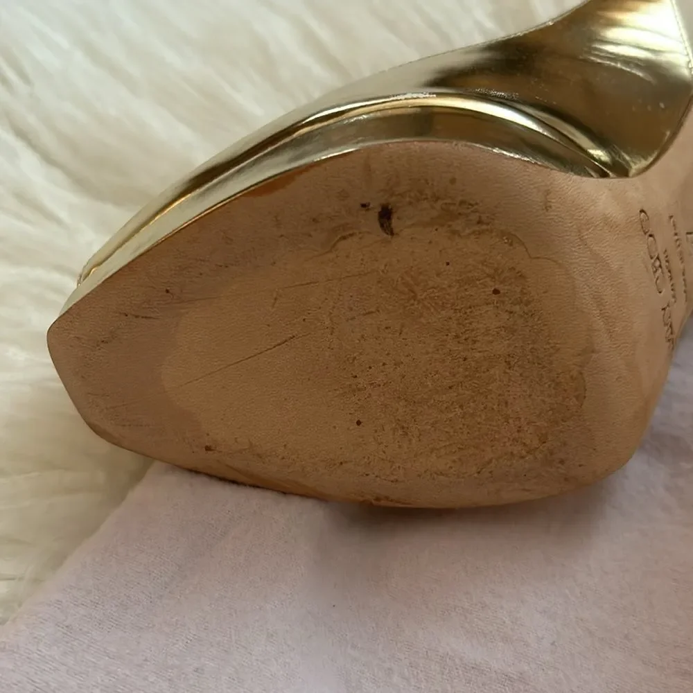 Mirror Calfskin Clue Peep Toe Platform Slingback Pumps size 37